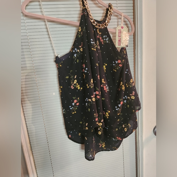 12 Halter type blouse with chain for collar around neck. 22" wide nwt - Picture 1 of 9